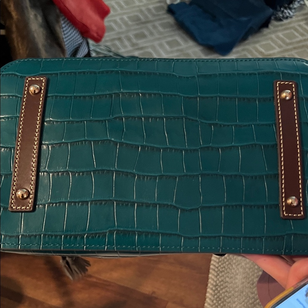 Dooney & Bourke Dark Green Croc-Embossed Satchel - Picture 5 of 5